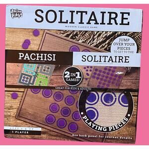 Two In One Wooden Board Solitaire + Pachisi Fun For All Ages Family Games NEW